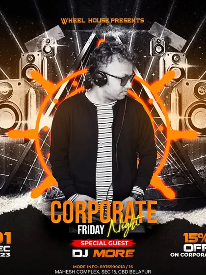 A poster for a Corporate Friday Night event. I'm experienced in providing entertainment for corporate clients and events.