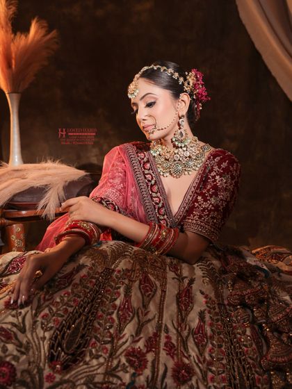 Another angle of this beautiful bridal look, showcasing the detailed hair and makeup. We teach our students to ensure their work is flawless from every perspective.