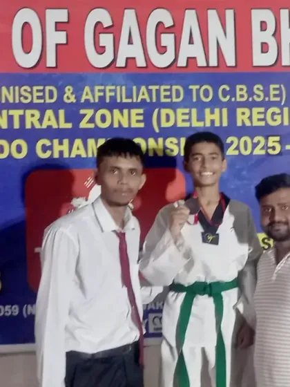 Our medalists from the CBSE Central Zone Taekwondo Championship. We prepare both boys and girls for success in their respective categories.
