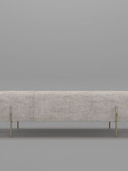 A frontal view of the modern bench, emphasizing its simple yet sophisticated design that can complement a variety of interior styles.