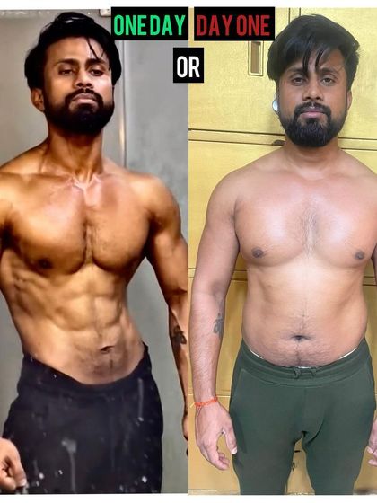 This client lost 10 kg over 8 months, going from 74 kg to a lean 64 kg. The front view shows a dramatic reduction in body fat and the emergence of a defined, athletic core.