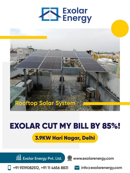 The proof is in the numbers. This customer in Hari Nagar, Delhi, saw their electricity bill drop by 85% after we installed a 3.9 kW rooftop solar system. This is the kind of real, tangible saving we deliver.
