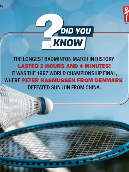 The longest badminton match in history lasted an incredible 2 hours and 4 minutes. It was the 1997 World Championship final, a legendary battle of endurance and skill.