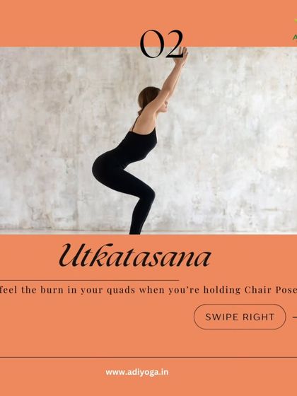 Utkatasana, or Chair Pose, is a powerful heat building asana. You will feel the burn in your quads as you hold this pose, which is fantastic for strengthening and toning your lower body.