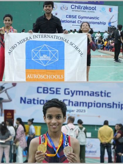 More moments of triumph from various competitions, showcasing our gymnasts with their medals, trophies, and proud coaches.