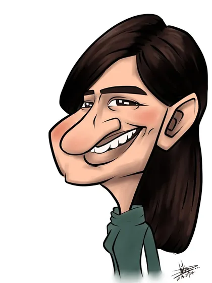 Another example of my digital caricature style, this one a simple and elegant profile portrait with clean lines and soft shading.