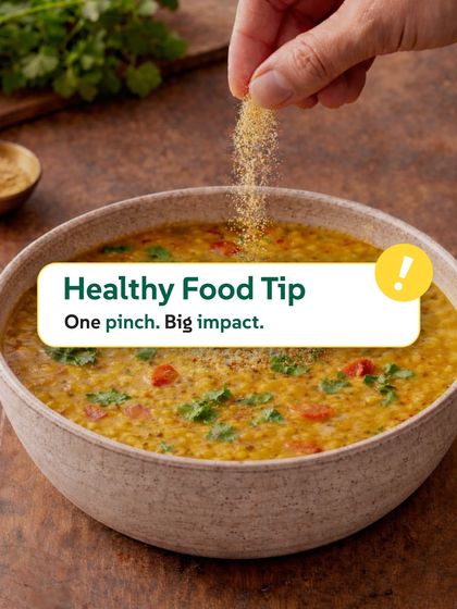 A healthy food tip from our kitchen: soaking dal with a pinch of hing (asafoetida) makes it easier to digest. It's an age-old trick for a reason!