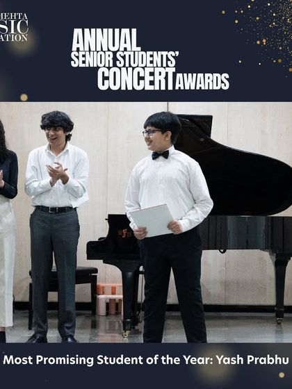 Congratulations to Yash Prabhu, our Most Promising Student of the Year. We are excited to watch his musical journey unfold and are proud to support his burgeoning talent.
