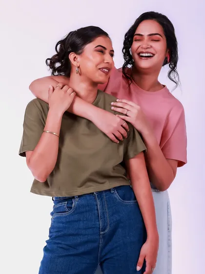 A moment of shared laughter and joy. This image captures the genuine connection and friendship between the two models, showcasing my ability to capture authentic emotions.