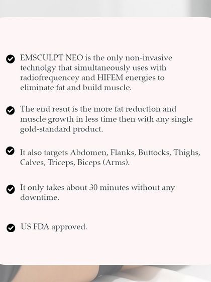 This infographic details why Emsculpt NEO is a superior choice. It's the only non-invasive technology using both radiofrequency and HIFEM energies, it's US FDA approved, and it delivers fat reduction and muscle growth in just 30 minutes.
