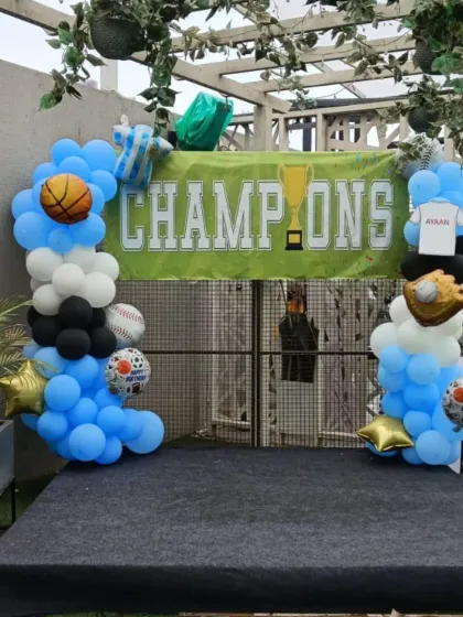 A duplicate of the 'Champions' photo stage, ready for little athletes to strike a pose.