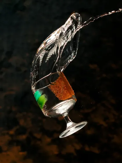 This is the '16th Century', a potent, tangy, and clear cocktail. It's made with Patron Silver, our own house-made Peru Liqueur, and a smoky tincture for a clean yet complex flavor.