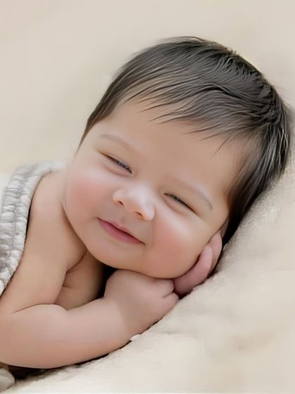 That little smile in his sleep is just priceless! Capturing these fleeting expressions is what makes newborn photography so special.