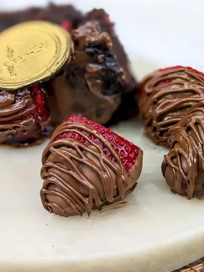 The details matter. Even the chocolate-dipped strawberries on our Boozy Nutella Strawberry cake get the full decadent treatment.