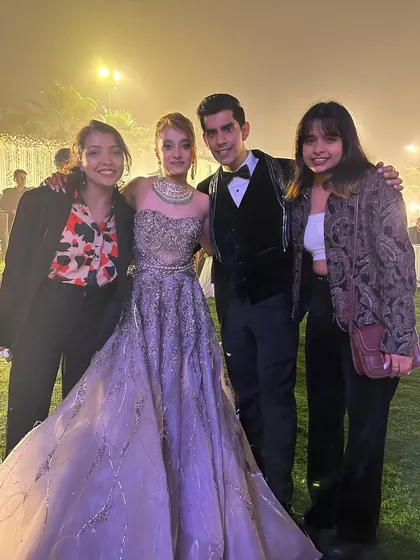 A picture with the stunning couple after their sangeet. We love seeing our clients shine.