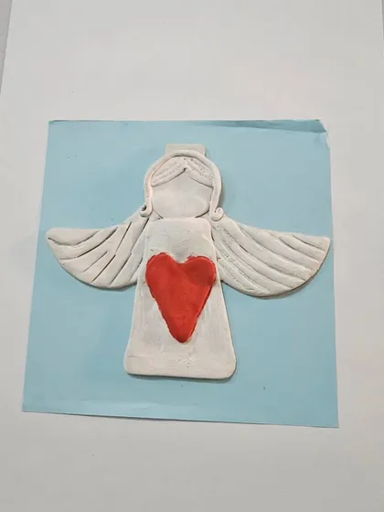 A student's creation from our Fevicryl clay workshop at Our Lady of Salvation High School. This simple yet beautiful angel was made for Christmas.