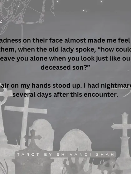 An unsettling airplane encounter with an elderly couple who look just like someone's deceased son and attempt to prick them with a needle.