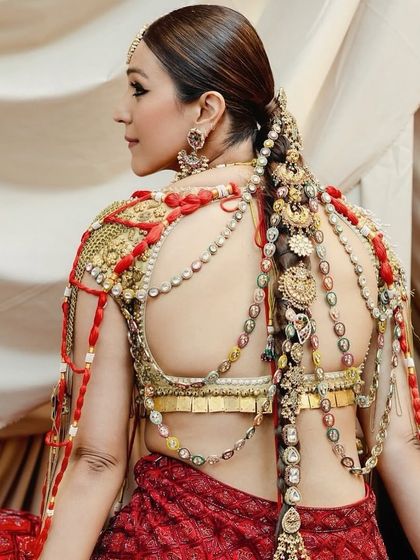 A side view of the jewelry braid, showing how it drapes down the back with elegance and artistry.