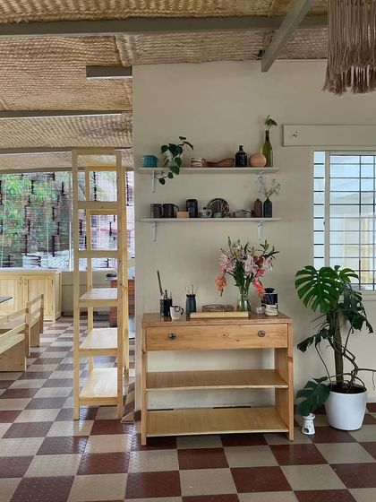 A wider view of our studio space. We have tried to create an environment that feels like a creative home for our community.