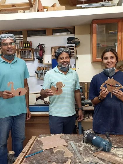 This group had fun using the jigsaw to create these animal-shaped cutouts, including a swan and a duck. It's a great way to practice curved cuts.