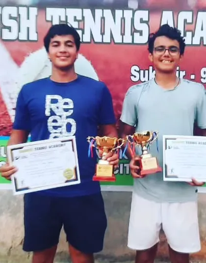 Kartikey Tyagi and Soham Aggarwal as finalists at the Boys U18 doubles event of a Championship Series tournament.