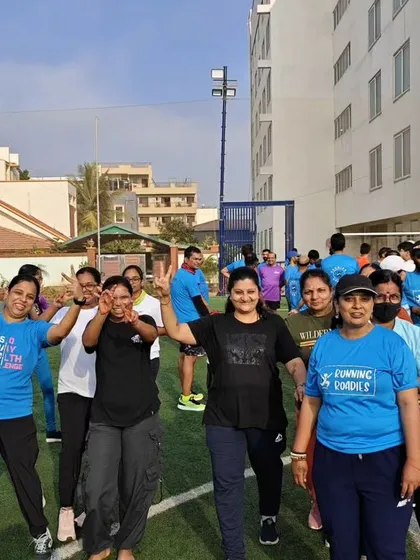 The powerhouse ladies of Running Roadies! A great shot of our female members enjoying the Sports Day festivities.