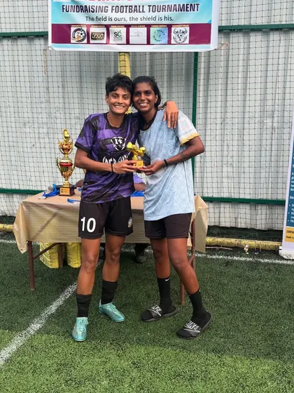 One of our players receiving an individual award at the Ridhays Shield tournament, a competition we won for a great cause.