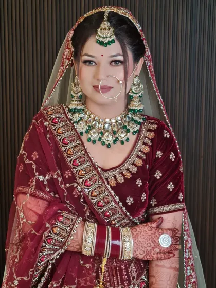 A beautiful portrait of my bride, showcasing her subtle yet stunning makeup and gorgeous green jewelry.