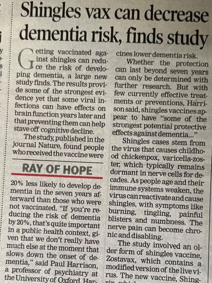 The benefits of vaccination can extend beyond the primary disease. This study published in the journal Nature found that receiving the shingles vaccine was associated with a 20% lower risk of developing dementia. This is a powerful example of how preventive health measures can have far-reaching positive effects on long-term wellness.