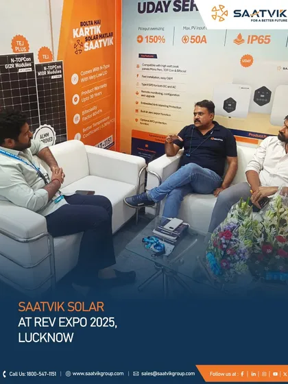 Scenes from the REV Expo 2025 in Lucknow, showcasing our high-efficiency modules and our engagement with developers and partners to accelerate the clean energy transition.