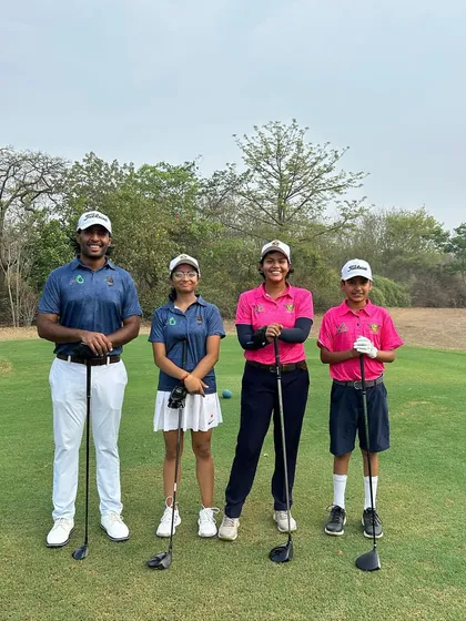 A four-ball group ready to tee off. These internal events are a crucial part of our tournament preparation program.