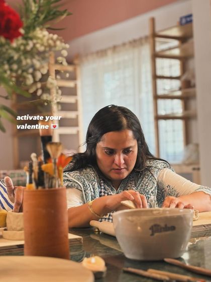 Activate your valentine. A focused moment of creation during our Valentine's week workshop.