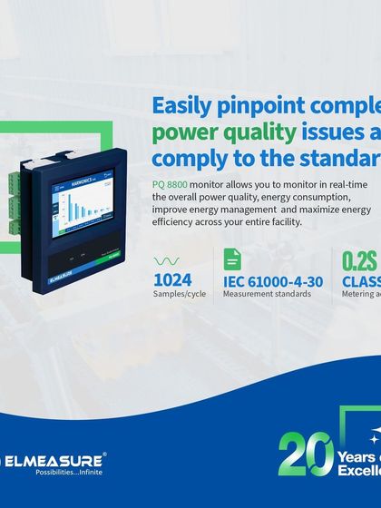 This is my PQ 8800 power quality monitor, an intelligent device that helps you diagnose complex issues in real-time. It features a high sampling rate and 0.2S class metering accuracy to protect your assets and optimize energy use.