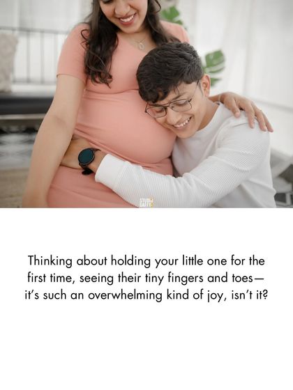 The overwhelming joy of anticipation, as the father-to-be listens closely to his baby's future home.