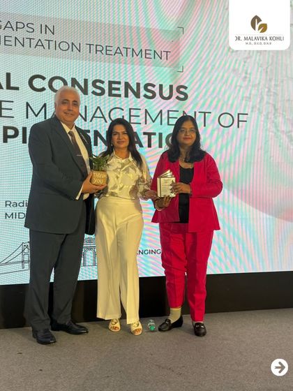 Receiving recognition at the Eucerin hyperpigmentation event alongside my learned colleagues. Collaborative efforts like these are vital for advancing patient care and ensuring effective solutions are accessible.