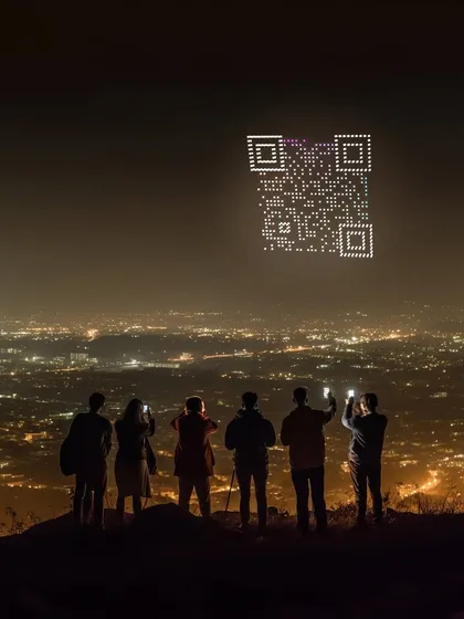 I turn the sky into a powerful marketing tool. This massive, scannable QR code made of drones is not just a spectacle; it's a direct link to your campaign, website, or special offer, creating an interactive experience that drives measurable engagement.