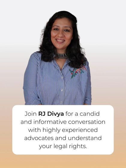 An introduction to my podcast co-host, RJ Divya, inviting viewers to join our candid and informative conversations on legal rights.