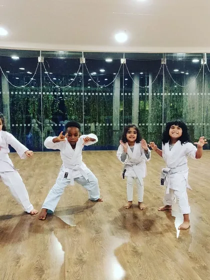 Say hello to some of our four-year-old warriors. We love seeing them strike confident poses after learning a new stance. It’s all about building self-esteem while improving balance and coordination.