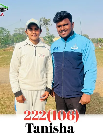 What an incredible achievement by our U-15 Delhi state player, Tanisha, scoring a massive 222 runs. It shows the power and talent we are nurturing in our girls cricket program.