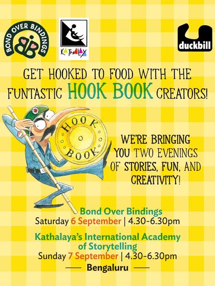 A poster for our "Hook Book Creators" event, a fantastic festival celebrating a series of fun, quirky tales. We hosted two evenings of stories and creativity with the authors and illustrators behind the books.