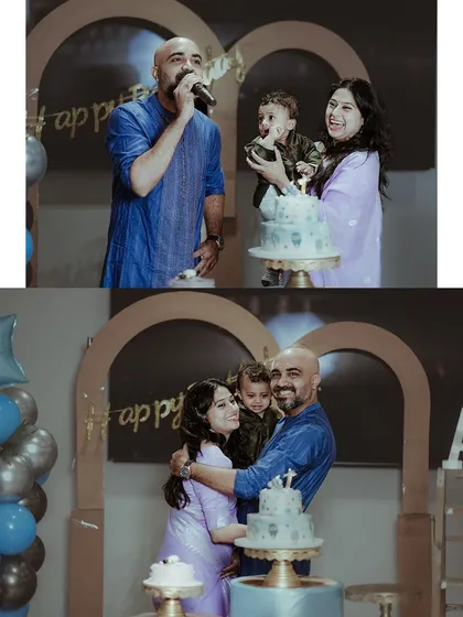 Capturing the key moments of a birthday celebration, from cutting the cake to happy family portraits. It's all about the joy and togetherness.