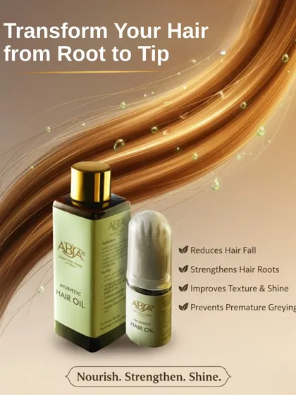 My Ayurvedic Hair Oil is designed to transform your hair from root to tip by reducing hair fall, strengthening roots, and preventing premature greying.