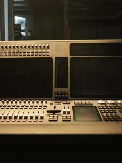 The Avolites D9 console, a powerhouse of lighting control. We invest in top-tier consoles to give lighting designers the best tools for their creativity.