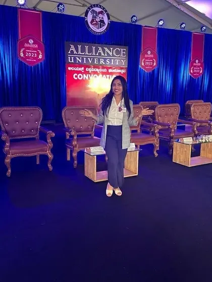 On the grand stage for the Alliance University Convocation. Hosting academic events like a convocation requires a tone of dignity and celebration, and I was honored to guide these graduates into their next chapter.