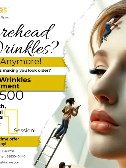 Forehead wrinkles and fine lines can make you look older than you feel. With a single session of our anti wrinkle treatment, we can smooth these lines for a natural, more youthful result. This is a limited time offer for just ₹9500.