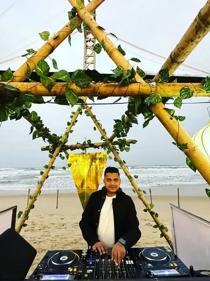 A stunning beach party setup in Vietnam. I love creating the perfect soundtrack for events in beautiful, natural settings like this.