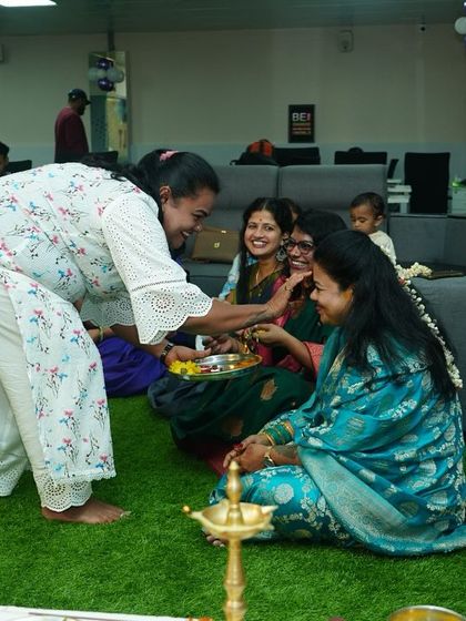 A beautiful moment of applying Haldi-Kumkum during our Ganesh Chaturthi pooja. We cherish these traditions together.