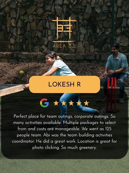 Lokesh R called it the "perfect place for team outings" and mentioned how manageable the costs and packages are for a large team.