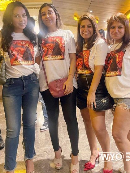 More friends and family of Mouni Roy showing their support for her role in Brahmastra with custom printed tees.