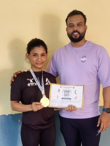 Another one of our talented athletes with her gold medal from the Dasara CM Cup 2023.